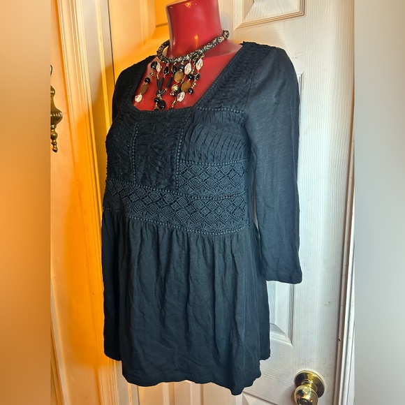 MEADOW RUE ANTHROPOLOGIE CROCHET BLACK  3/4 Sleeve - SIZE SMALL S - Picture 3 of 8